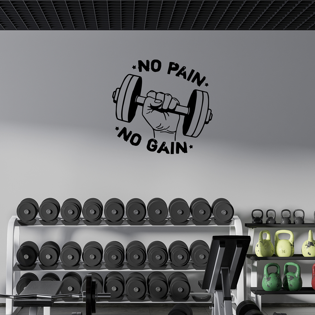 Home Gym Wallpaper - 1pc no pain no gain wall