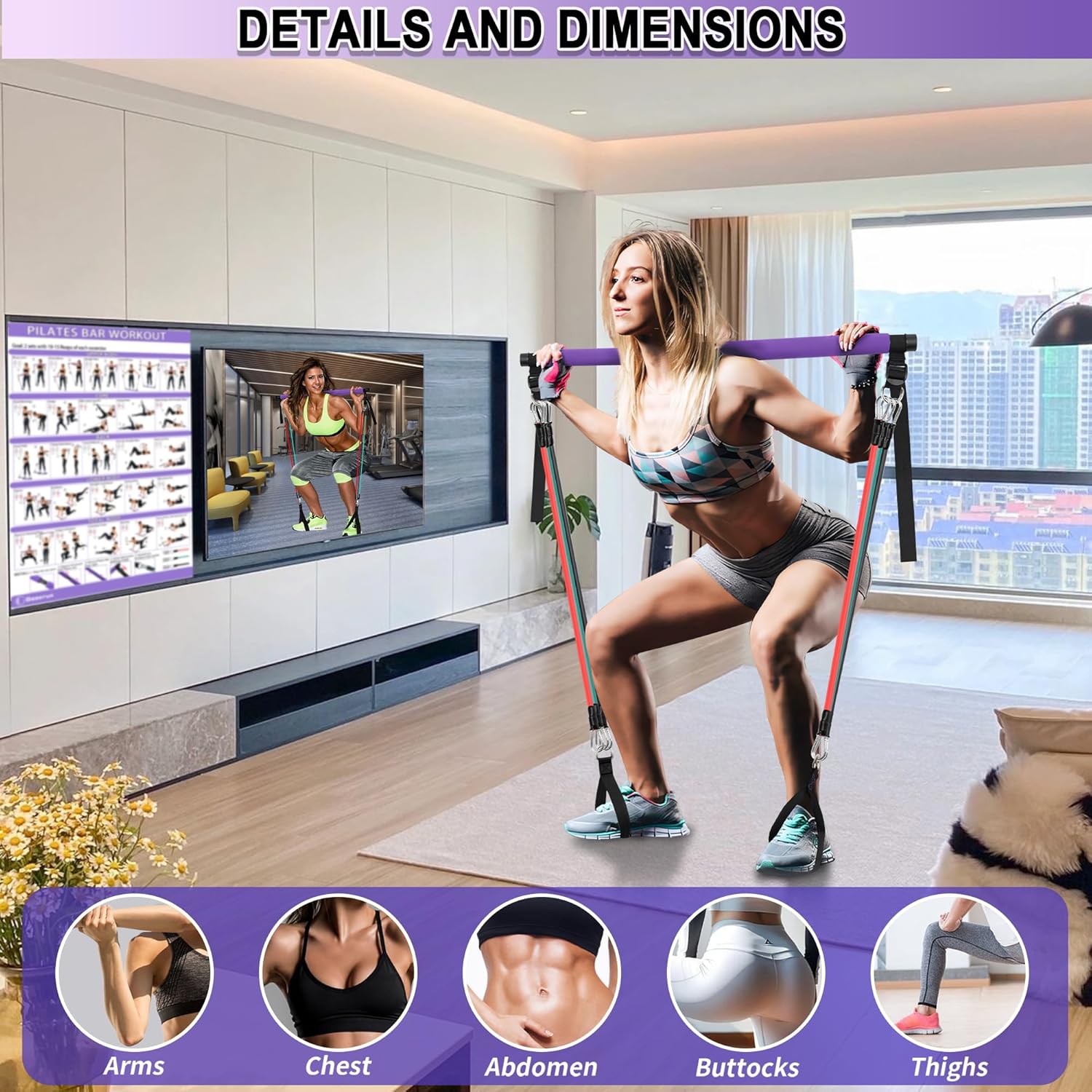 Portable Pilates Bar Kit with  - Home Gym Video 리뷰 및 가격