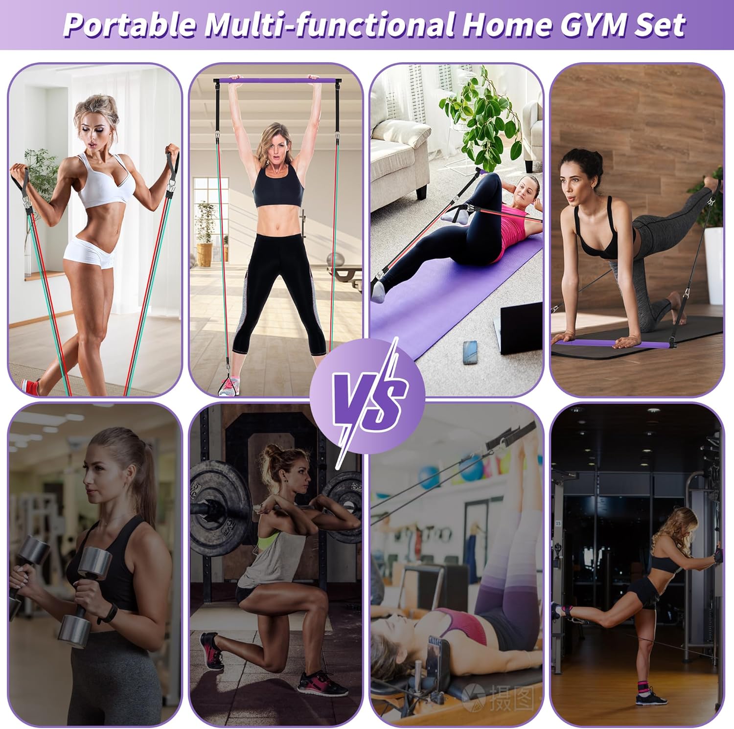 Portable Pilates Bar Kit with  - Home Gym Video 리뷰 및 가격