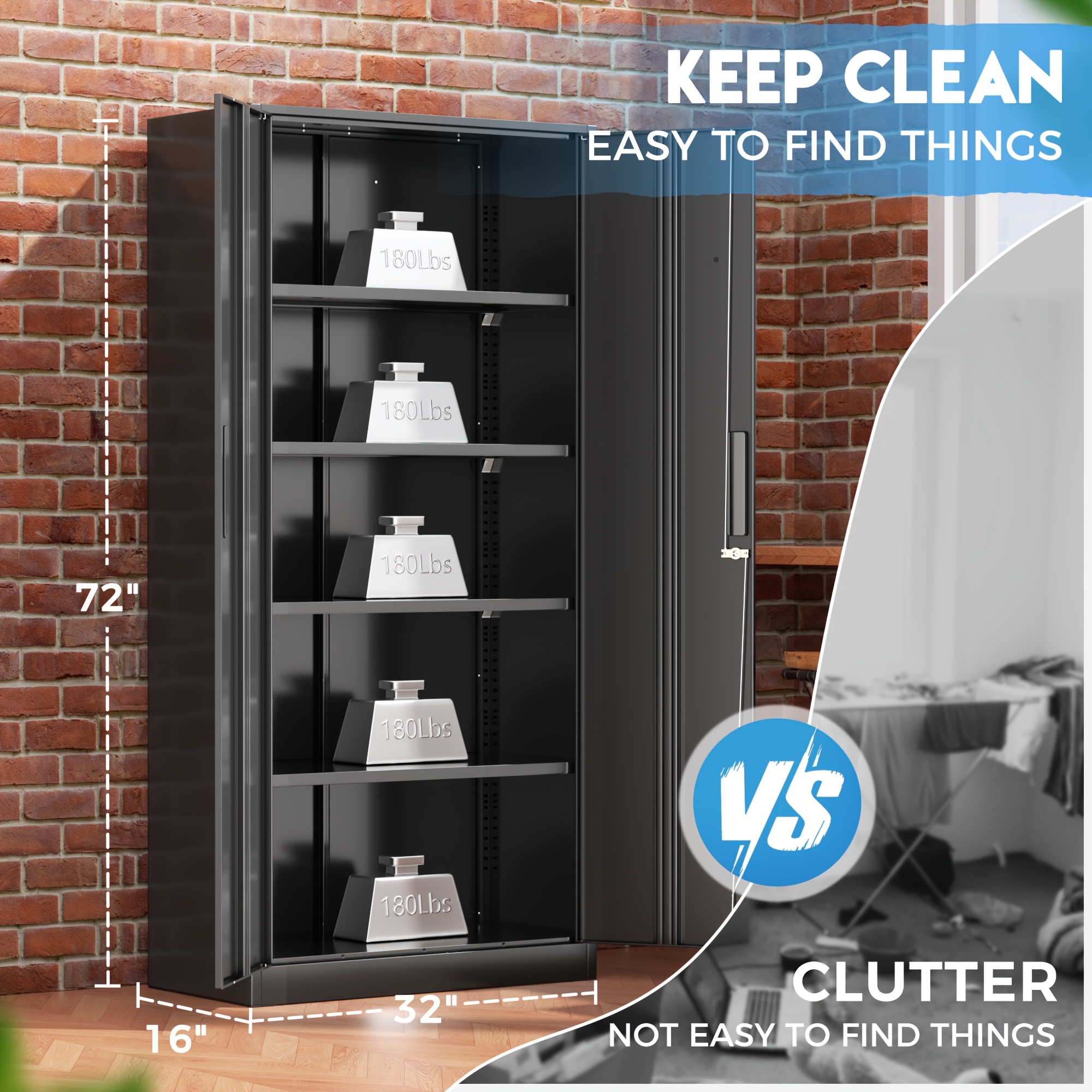 Metal Storage Cabinet, 71''/ 3 - Home Gym Garage 리뷰 및 가격