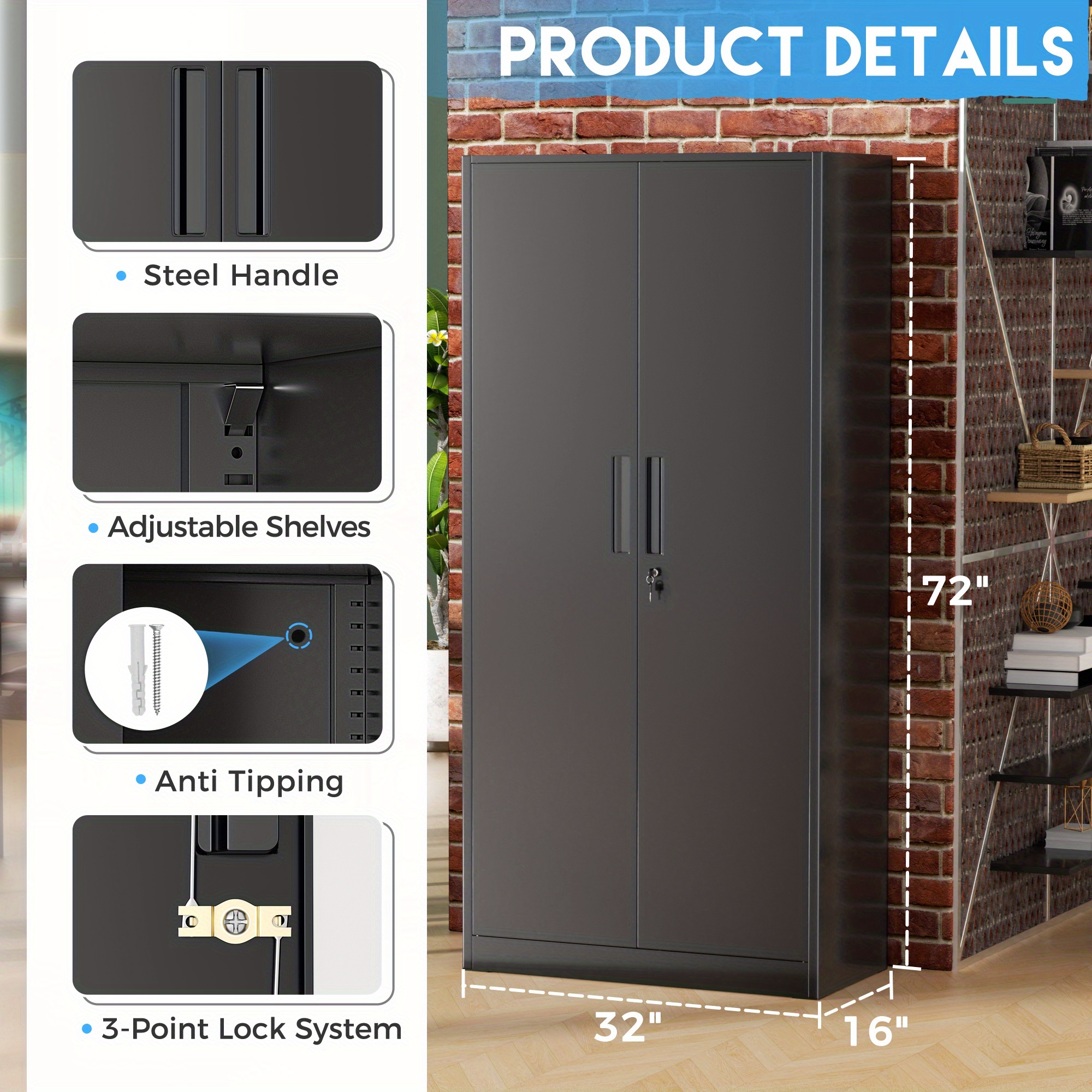Metal Storage Cabinet, 71''/ 3 - Home Gym Garage 리뷰 및 가격