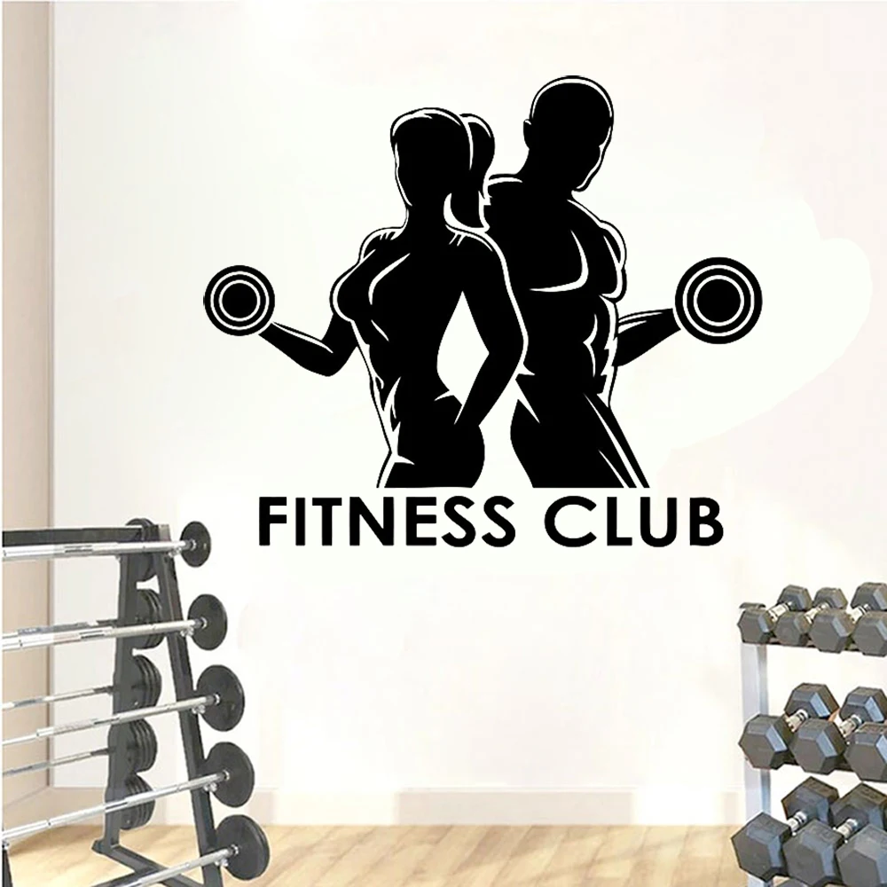 Man Woman Gym Wall Stickers Fi - Home Gym Wallpaper 리뷰 및 가격